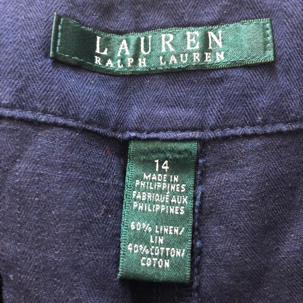 Lauren Ralph Lauren Linen Cotton Blend Shorts in Navy Size 14 - Picture 9 of 11